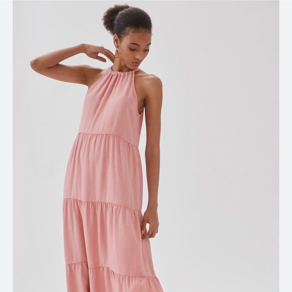 CLOTH AND STONE HALTER DRESS - SOFT PINK - SIZE L
